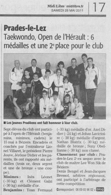 aaa presse tkd open herault 2011