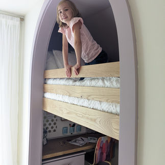 Arched loft with colored trim