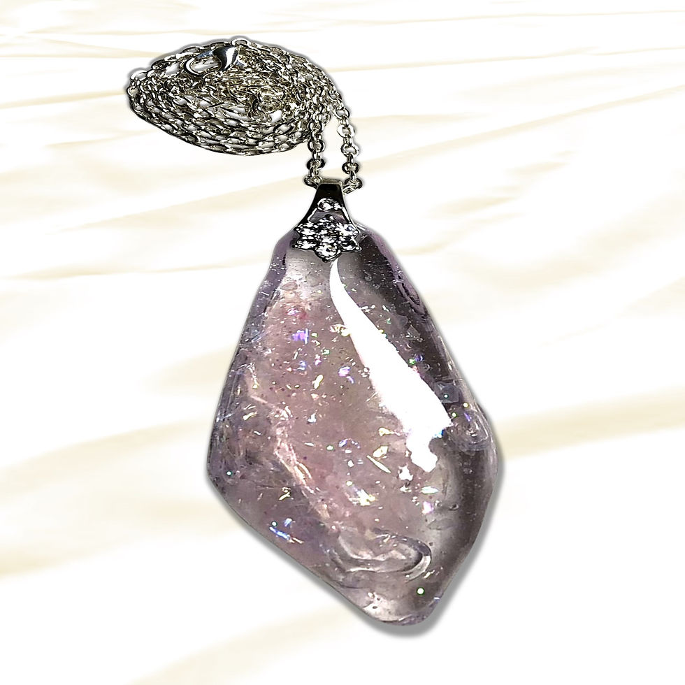 Elegant pendant with a large crystal, silver chain, and ornate clasp. KCM Gifts4You