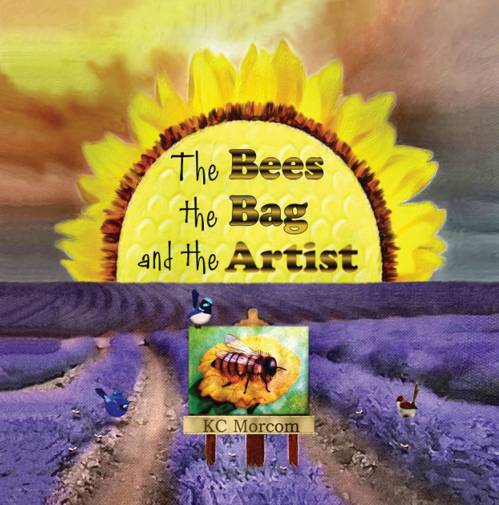 Thumbnail: Book,The Bees the Bag and the Artist, over a lavender field background, KCM Gifts4You.