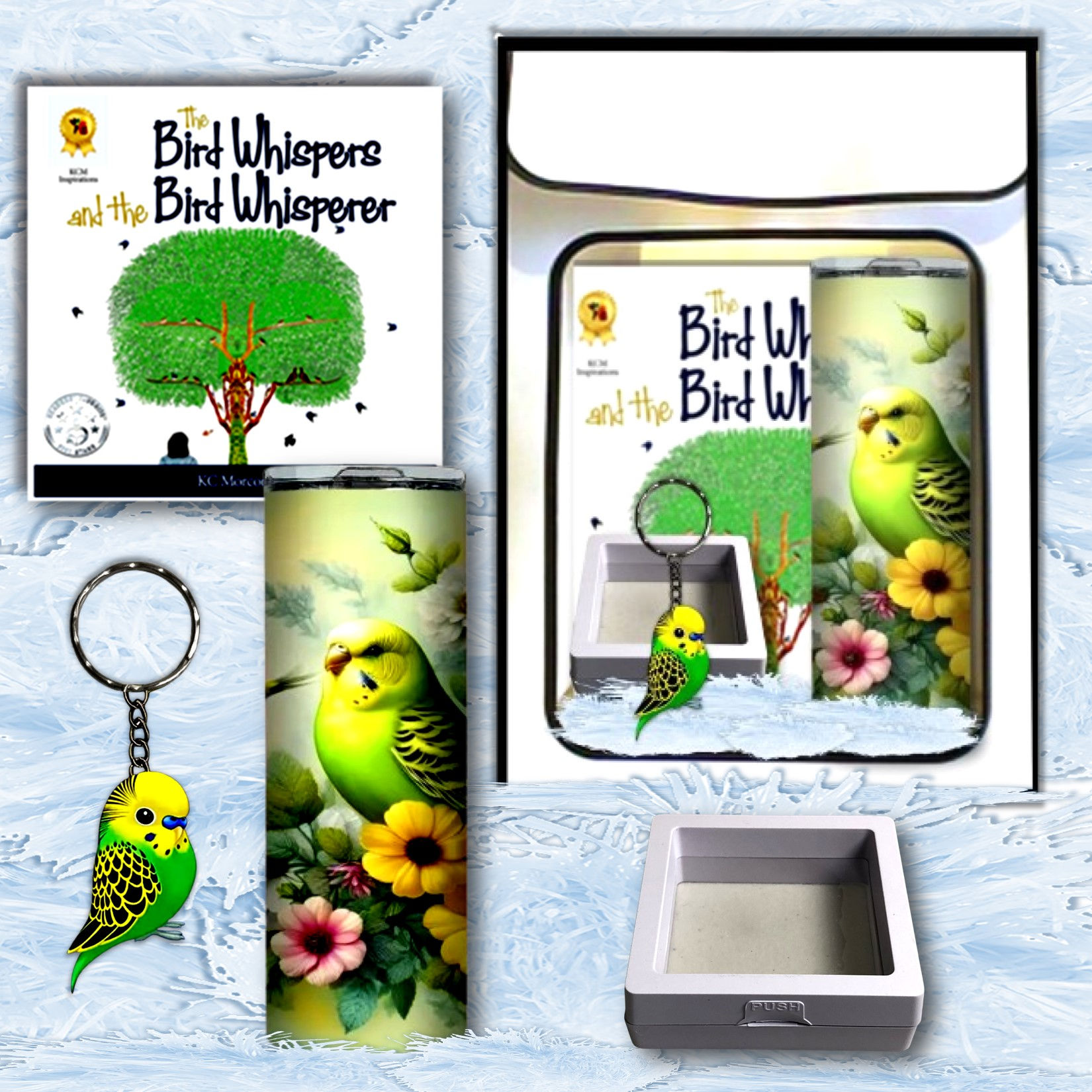 Gift set with a Budgie design and text, KCM Gifts4You