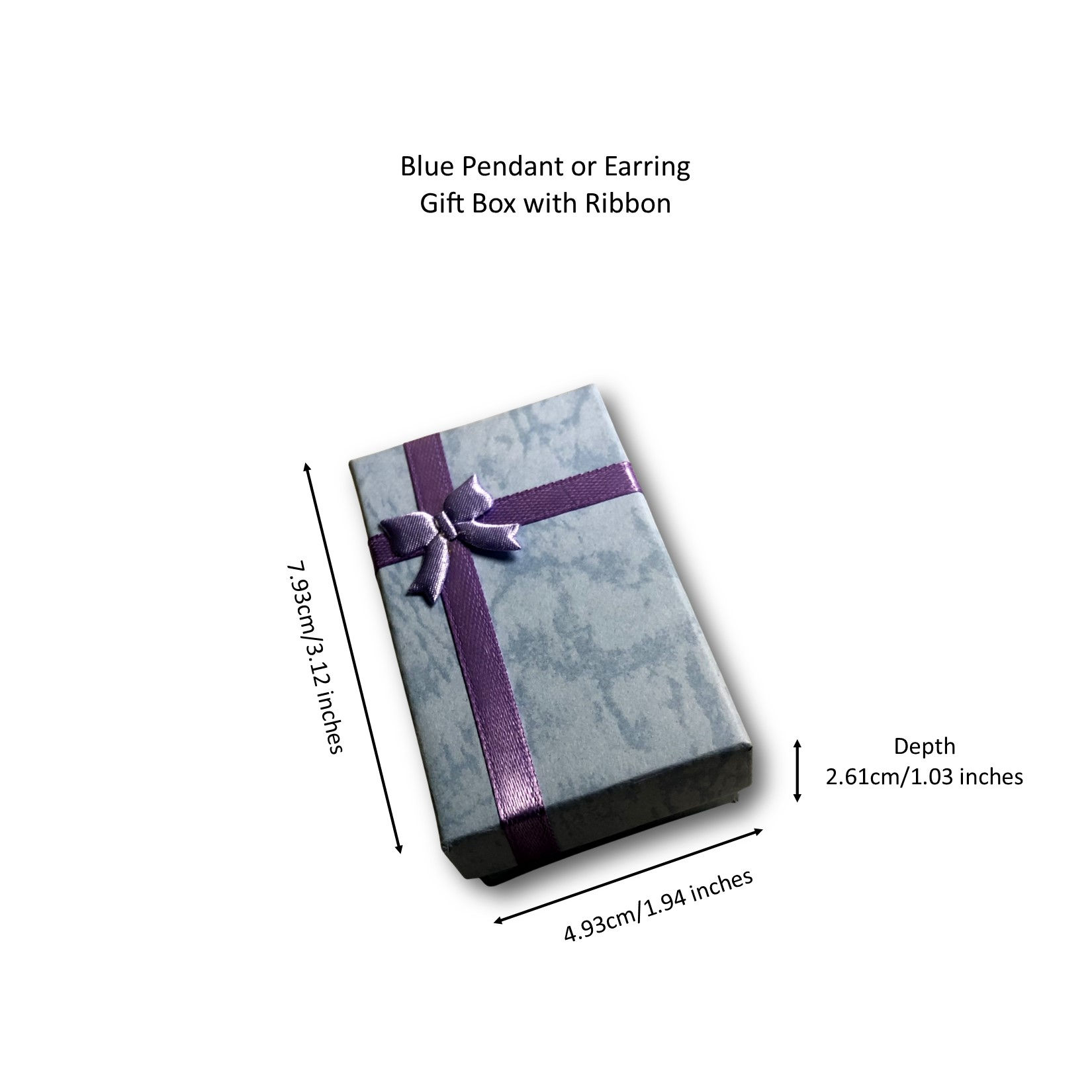 Blue Pendant & Earring Gift Box with dimensions, KCM Gifts4You