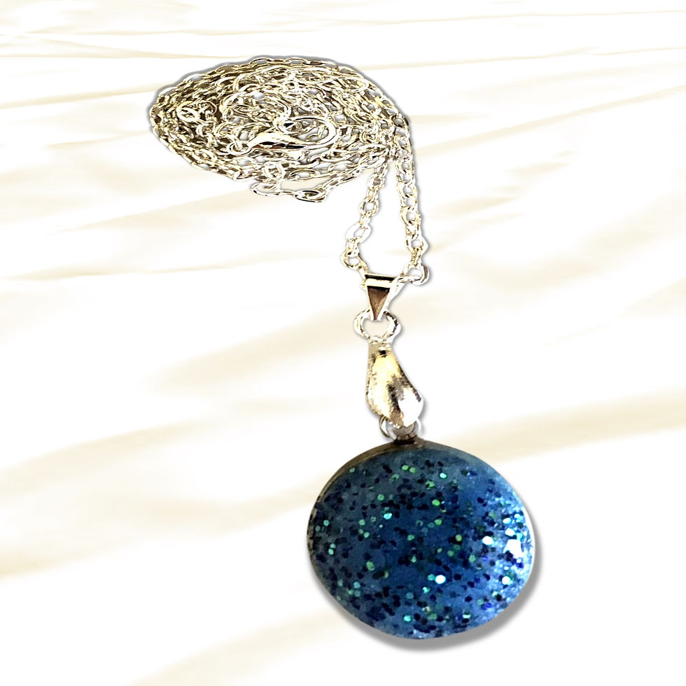 Elegant silver necklace with blue acrylic gem. KCM Gifts4You