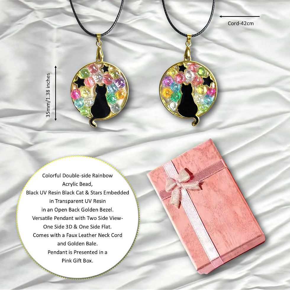 Thumbnail: Two black cat pendant necklaces, round gift box, KCM Gifts4You accessories