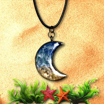 Tidal Glow Crescent Pendant Necklace
