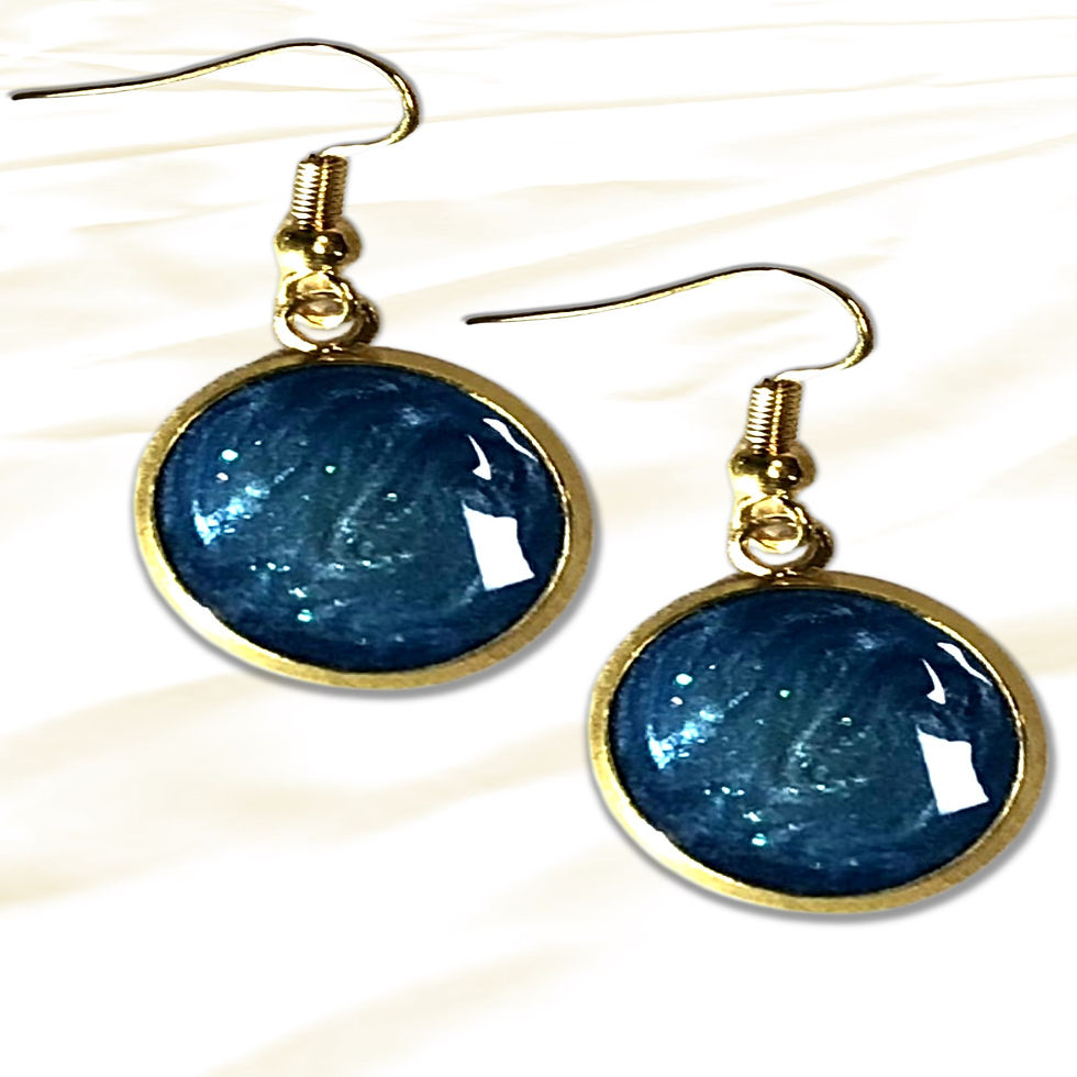 Pair of blue earrings, gold trim with hooks, KCM Gifts4You.