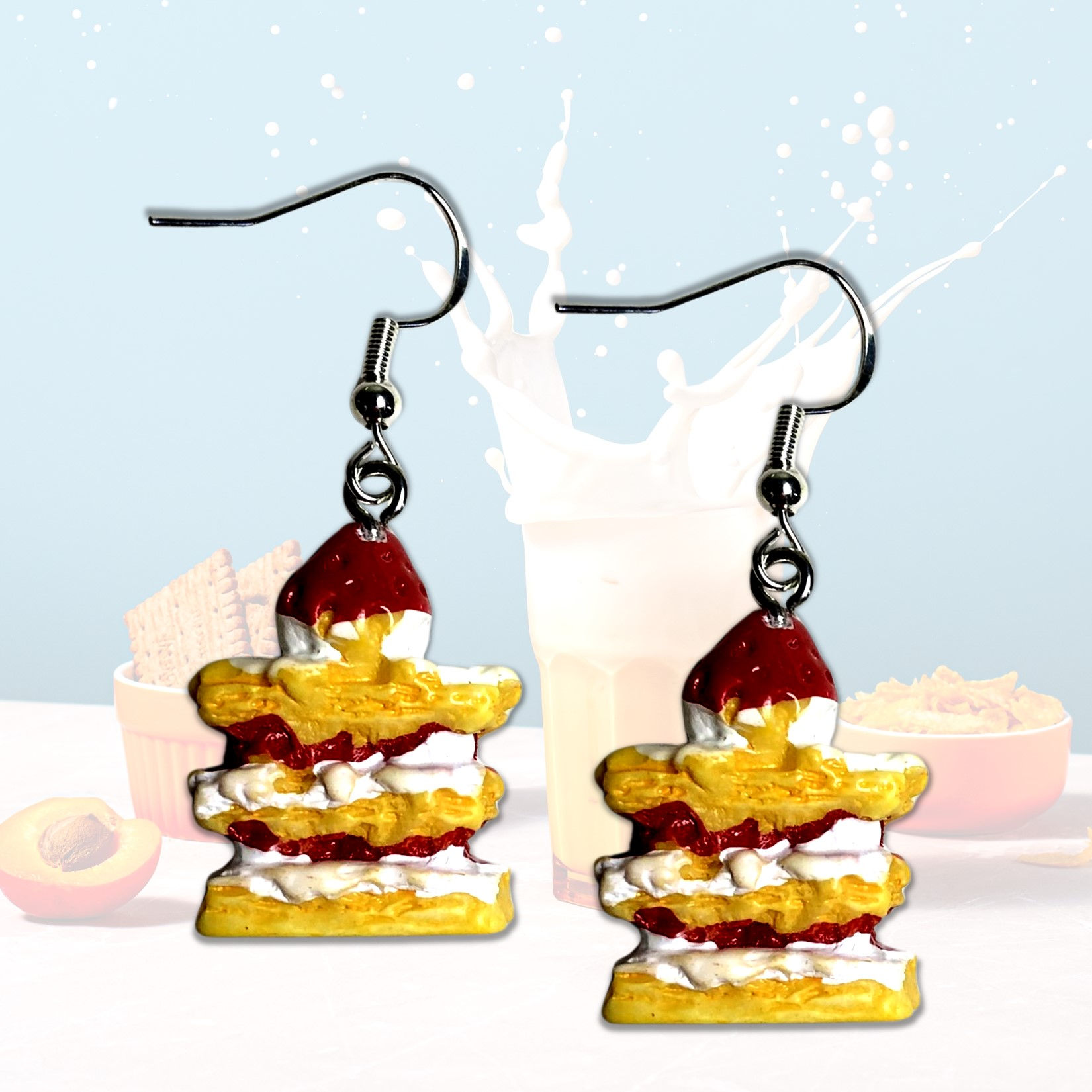 Queen of Hearts Cubic Zirconia Resin Earrings, yellow and red design, delicate jewelry KCM Gifts4You