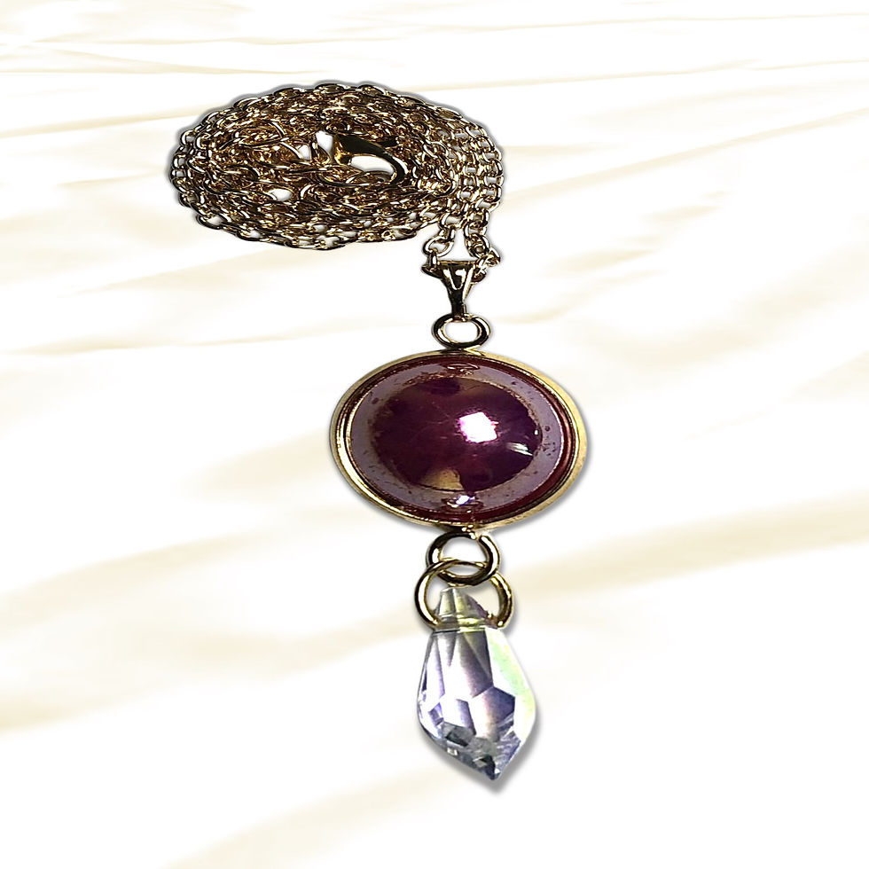 Elegant pendant necklace with a ruby-like gemstone and crystal charm KCM Gifts4You.