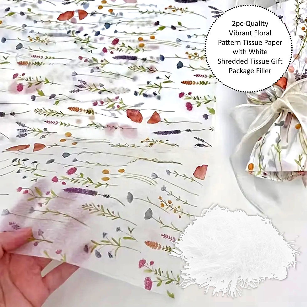 Floral gift tissue and white shredded tissue, KCM Gifts4You