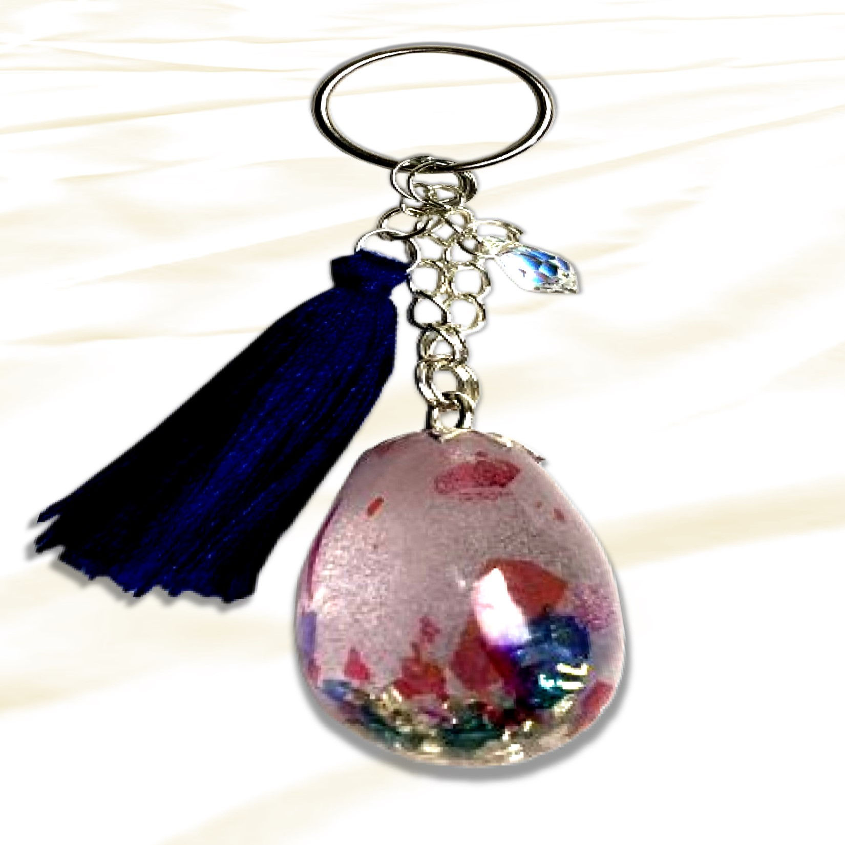 Gold Keyring Abstract Holographic Resin Pump Shoes Bag Charms. Beautiful shiny key ring with a tassel.