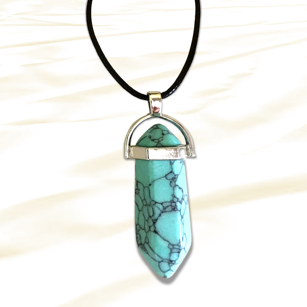 Turquoise gemstone necklace pendant on a black cord KCM Gifts4You accessories jewelry elegant