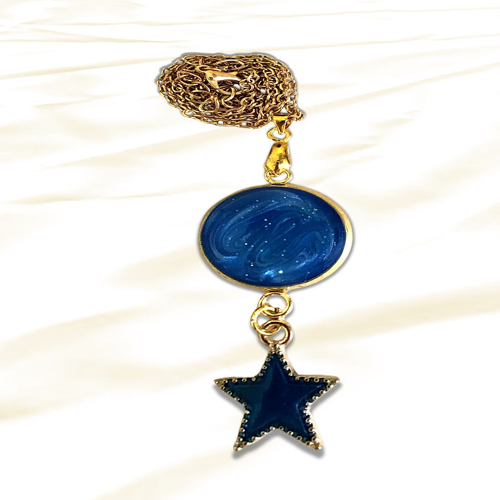 Gold-colored earring with blue gem and star, elegant jewelry. KCM Gifts4You