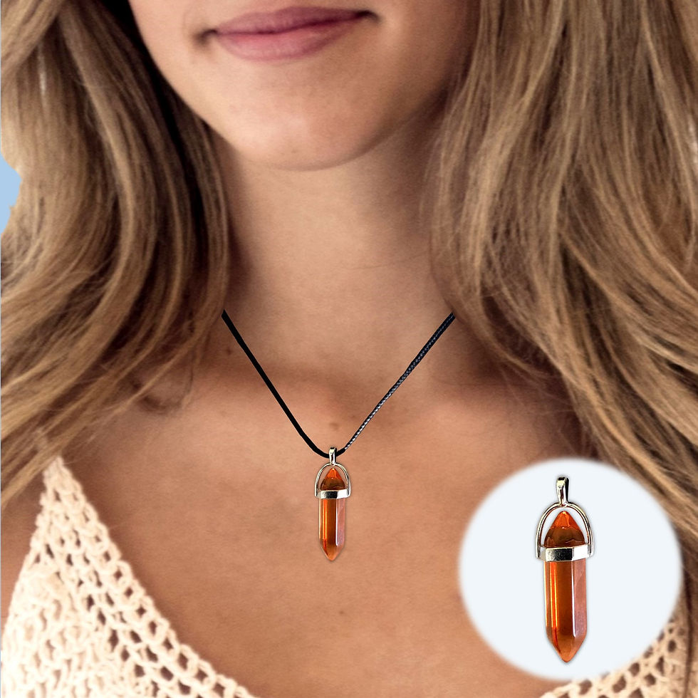 Thumbnail: Woman wearing pendant necklace with a gemstone and KCM Gifts4You