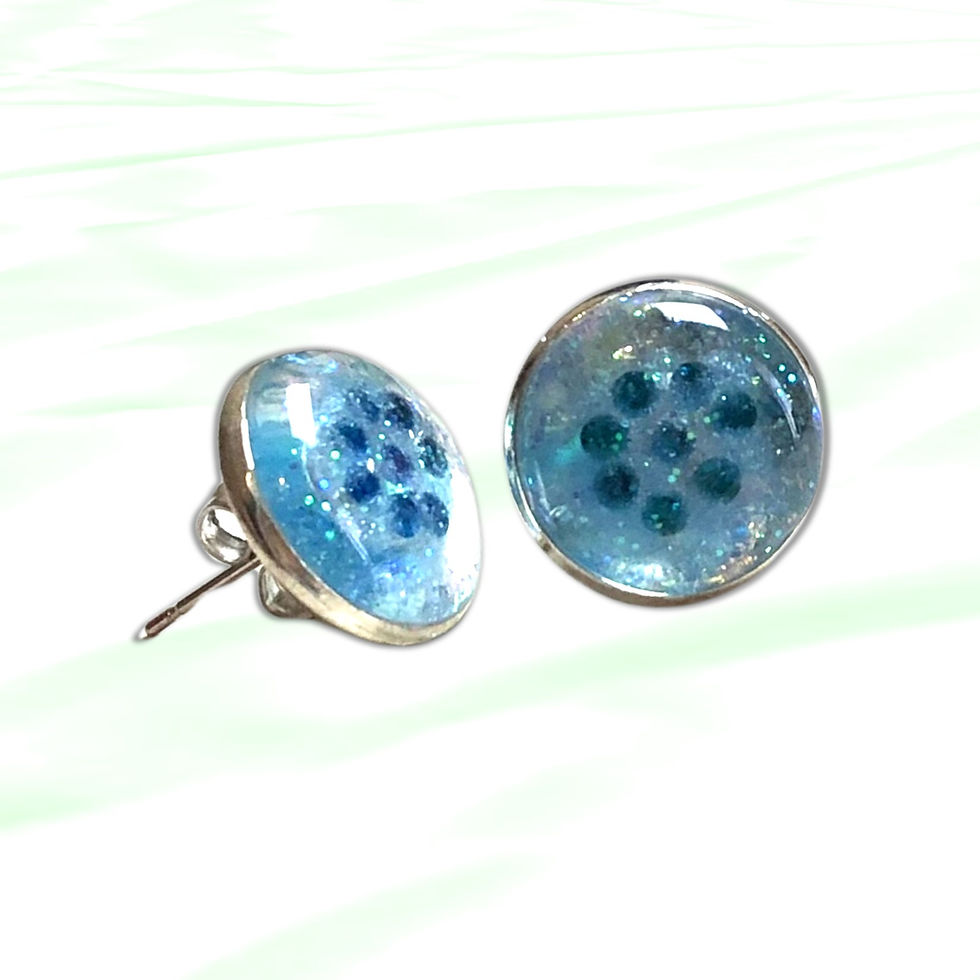 Sparkling Swirl Pearlescent Resin Earrings of blue design isolated on white background. KCM Gifts4You