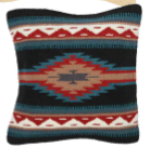 Black, Red, Teal Wool Saddle Blanket Pillow