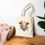Thumbnail: COLORFUL FLORAL COW Cotton Canvas Tote Bag 