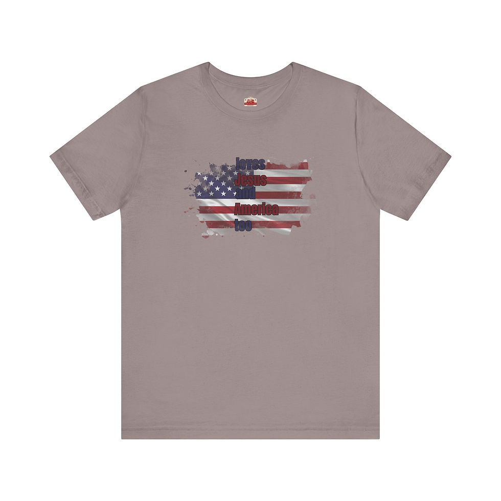 Thumbnail: LOVES JESUS AND AMERICA TOO Unisex Jersey Short Sleeve Tee
