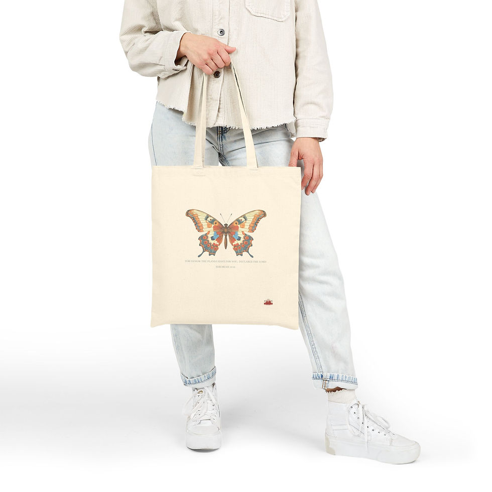 Thumbnail: INSPIRATIONAL BUTTERFLY Cotton Canvas Tote Bag 