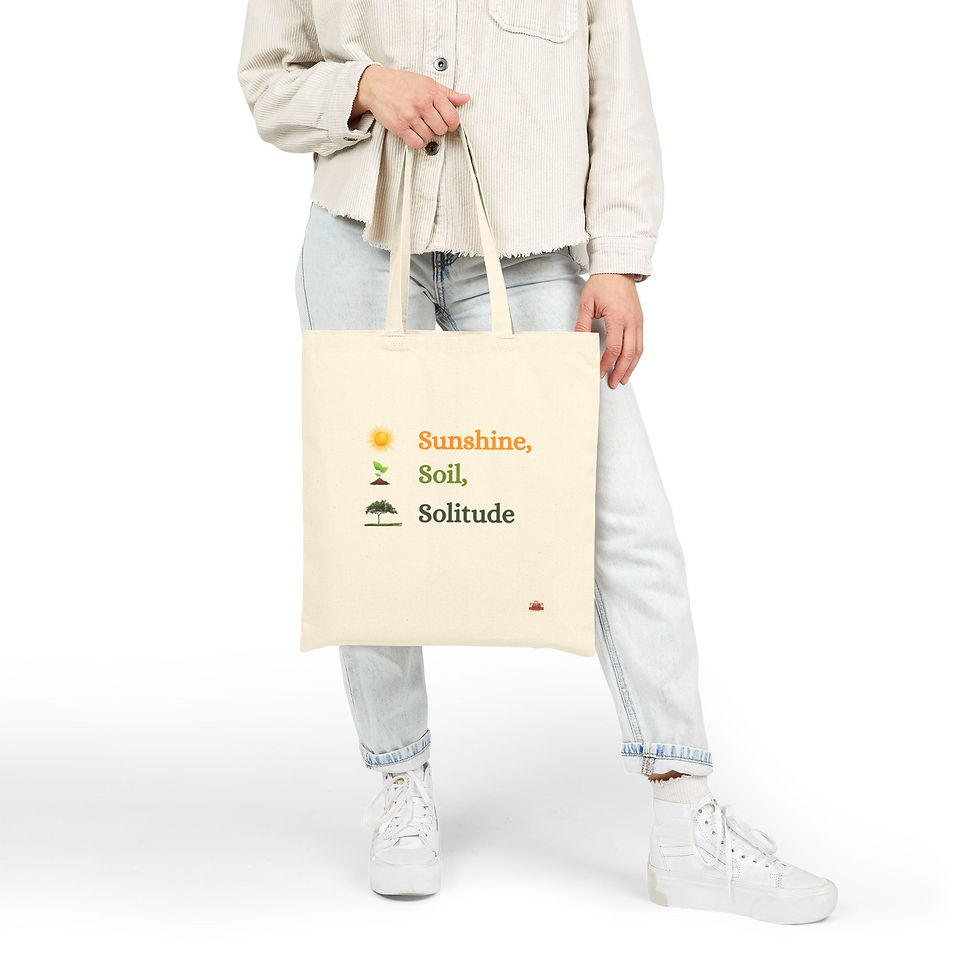 Thumbnail: SUNSHINE, SOIL, SOLITUDE Cotton Canvas Tote Bag 