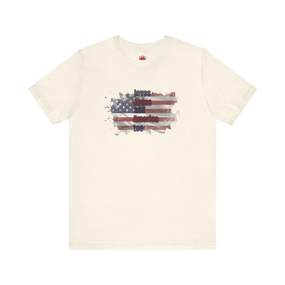 Thumbnail: LOVES JESUS AND AMERICA TOO Unisex Jersey Short Sleeve Tee