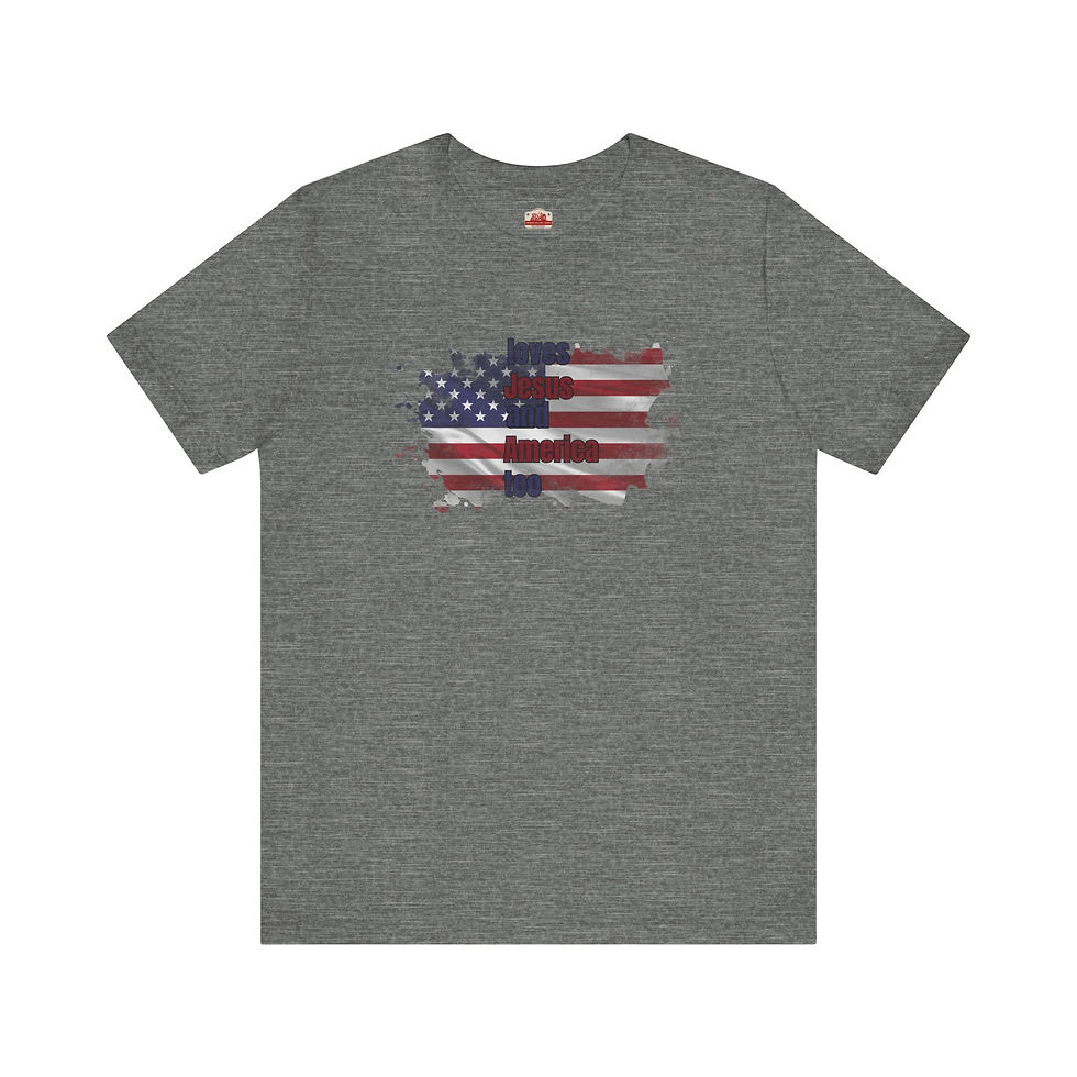 Thumbnail: LOVES JESUS AND AMERICA TOO Unisex Jersey Short Sleeve Tee