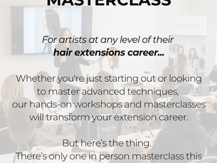 studio she academy teaching a hair extension class