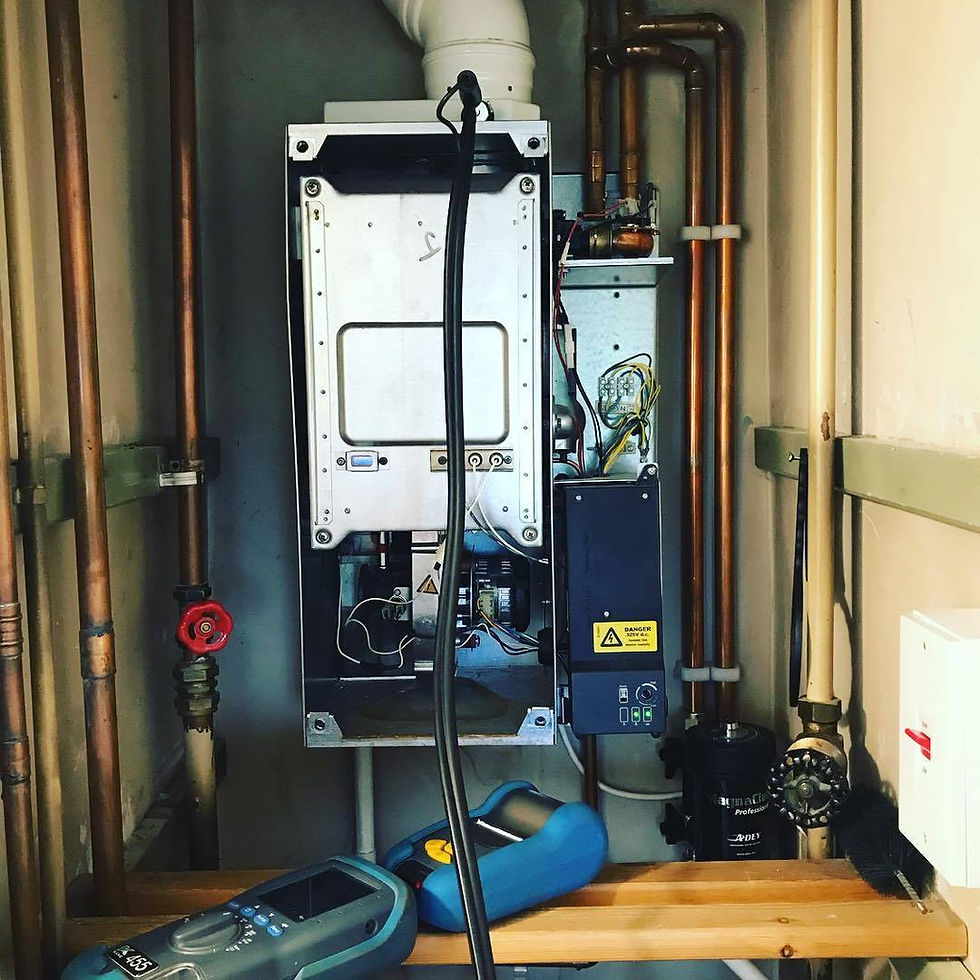 Boiler with case off and analyzer being used