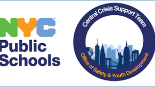 NYC Public Schools logo and Central Crisis Support Team emblem with skyline, bridges, and text: Office of Safety & Youth Development.