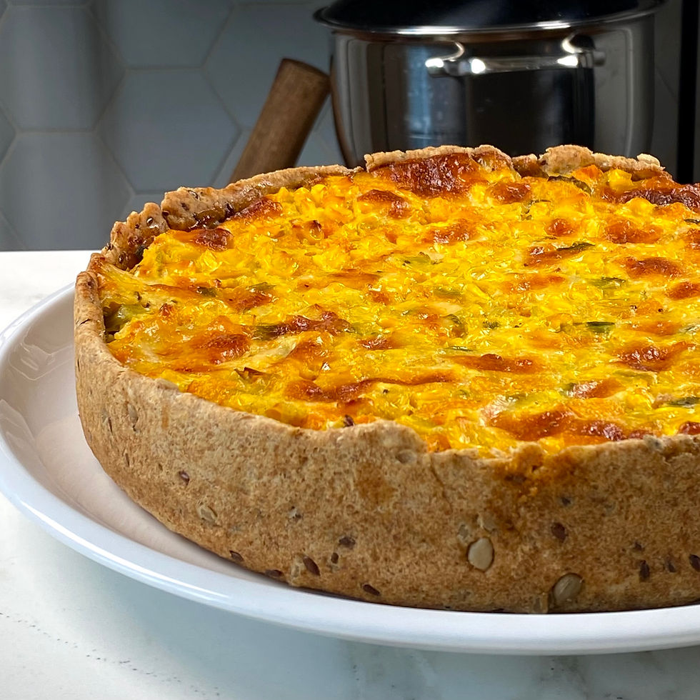 tarta de calabaza y choclo con masa integral con semillas