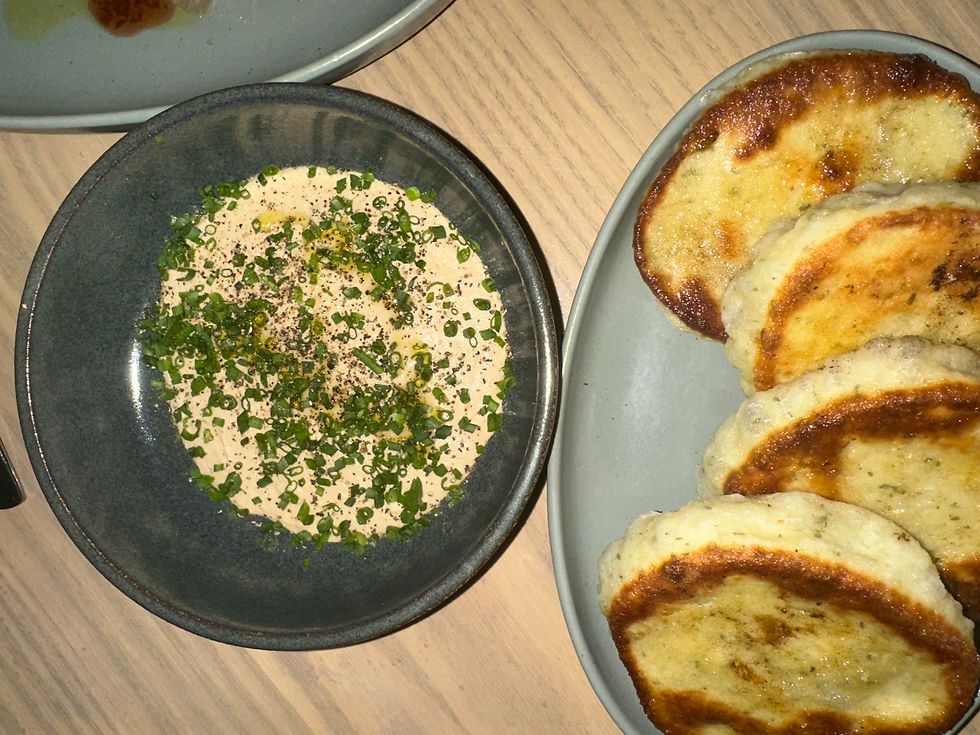 French Onion Dip with truffle oil and scallion pancakes at Maxwells Trading, a top farm-to-table restaurant in Chicago.”