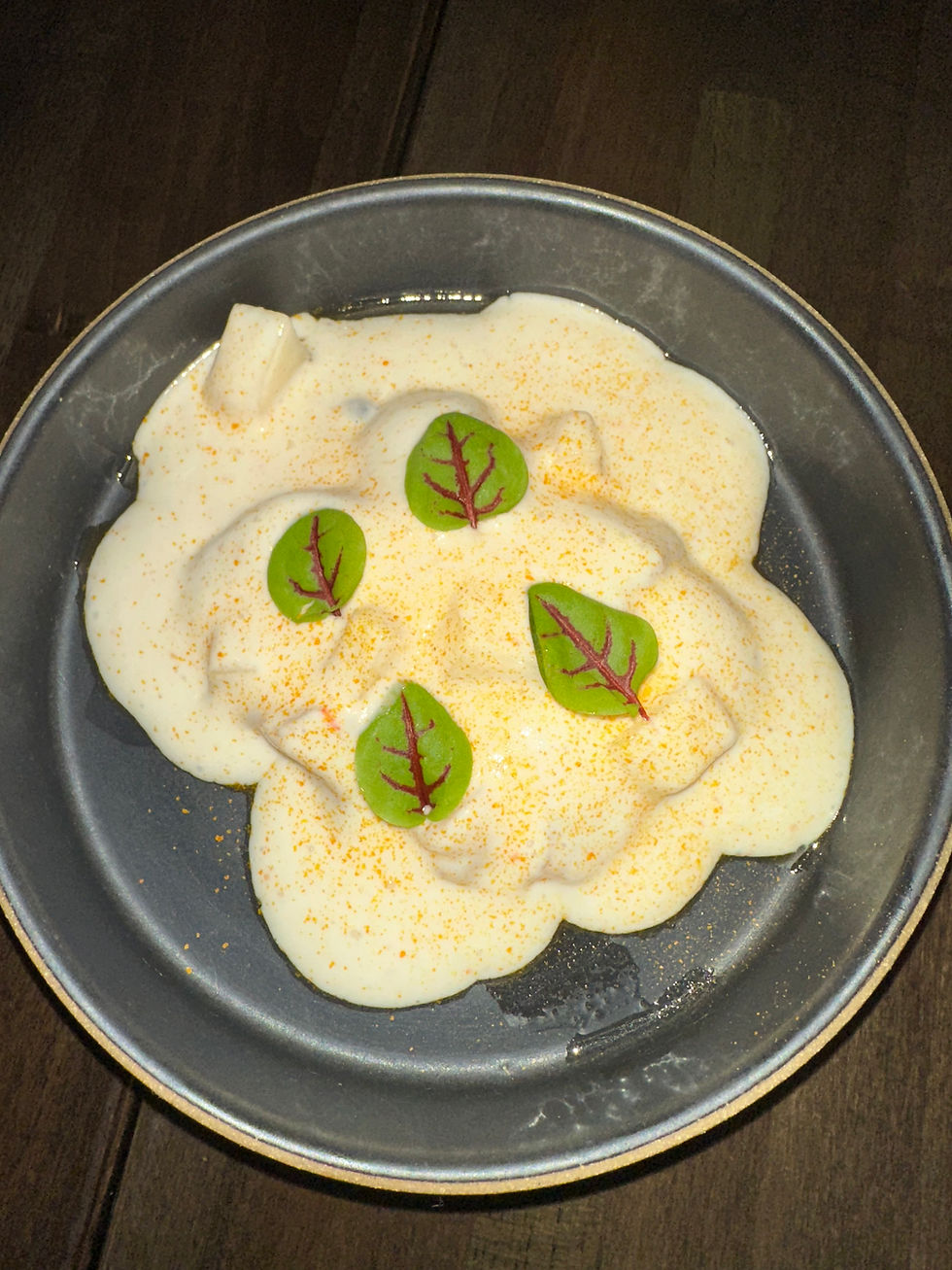 Creamy scallop and lychee ceviche served chilled at Matilda restaurant.