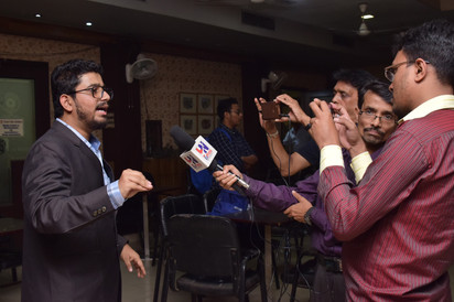Rahul Basak talking with press about Amar Canvas®
