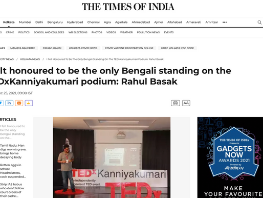 Rahul Basak featured on THE TIMES OF INDIA
