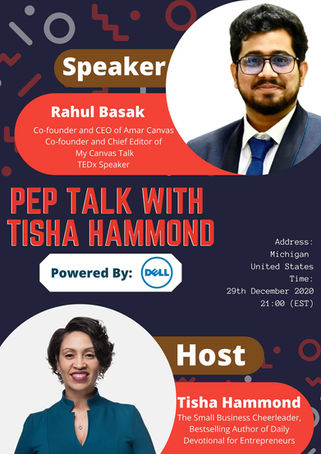 Rahul Basak as a Guest Speaker at "Pep Talks With Tisha Hammond", United States