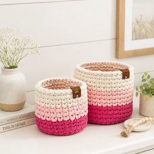 Pink Ombre Crochet Baskets for Cozy Home Organization