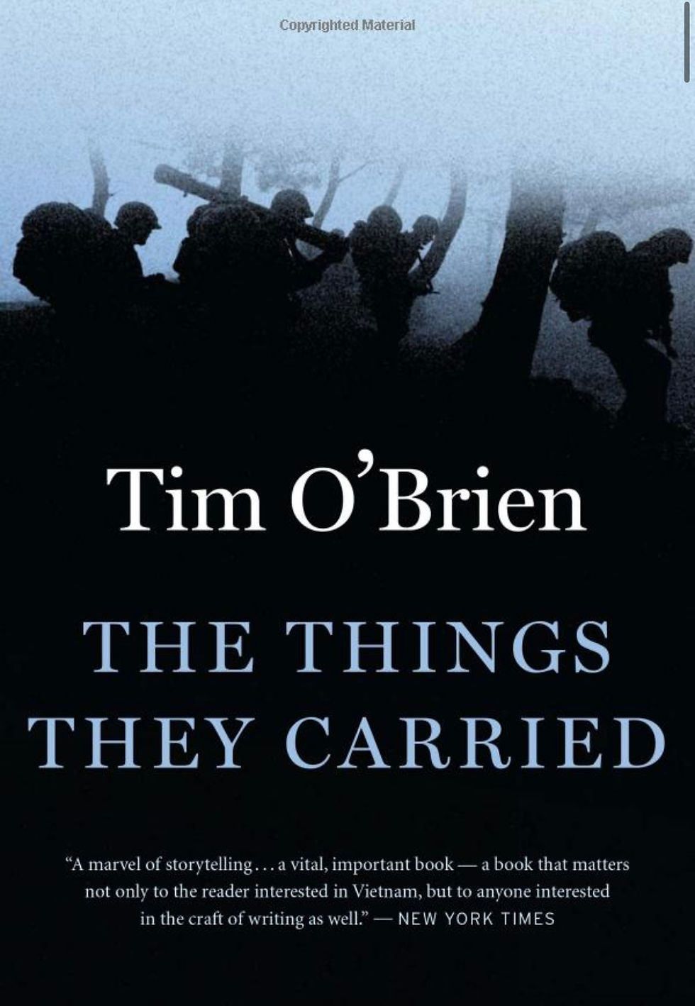 Cover with silhouetted soldiers marching through the forest