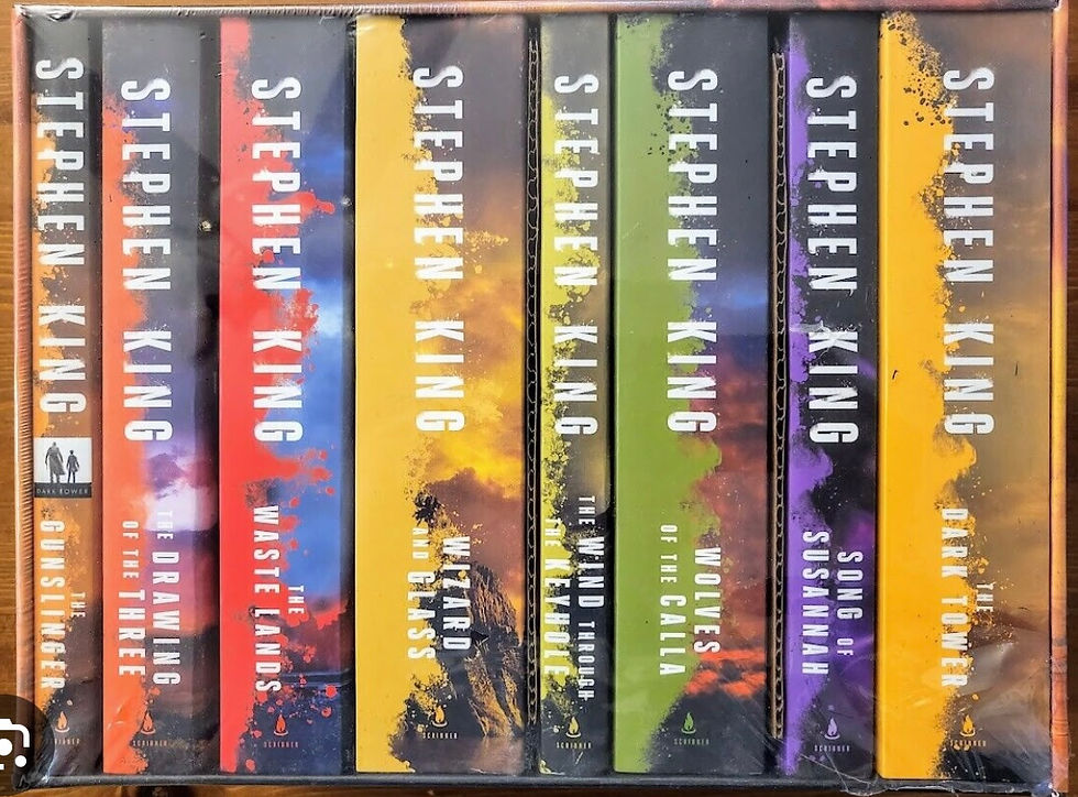 The entire book collection of Stephen King’s Dark Tower series in colorful colors