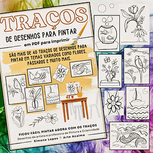 Capa do ebook Traços de desenhos para pintar em PDF para imprimir Arte Acalma