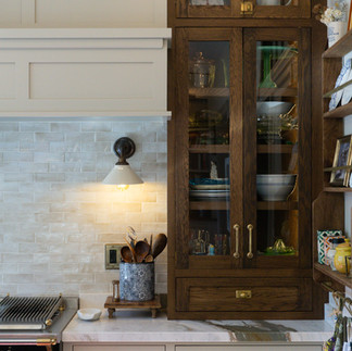 Calacatta Raffello marble kitchen countertops in a historic 1885 Wauwatosa home featuring dramatic veining and custom cabinetry