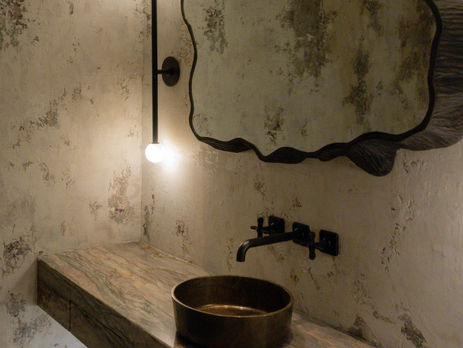 Secret Drawers in the Countertop: A Custom Michaelangelo Quartzite Bathroom