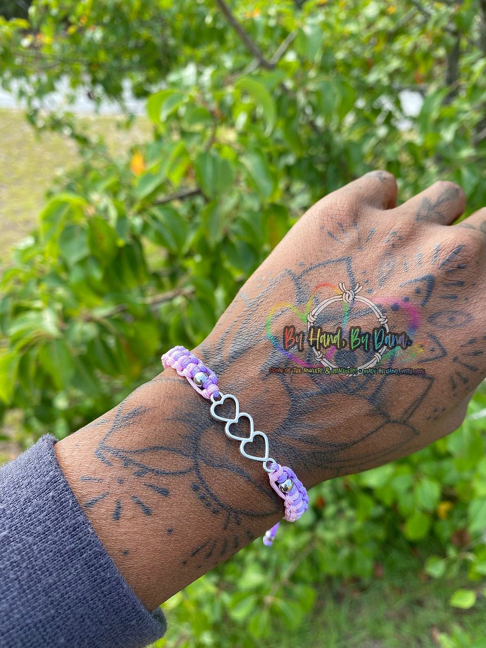 Pink & Purple • Triple Heart • Connector Bracelet