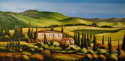 Tuscan Villa, 24x48 Oils on Canvas, Oct 