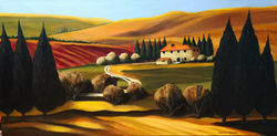 Colorful Tuscany, 24x48 Acryics on canvas, painted Jan 2025