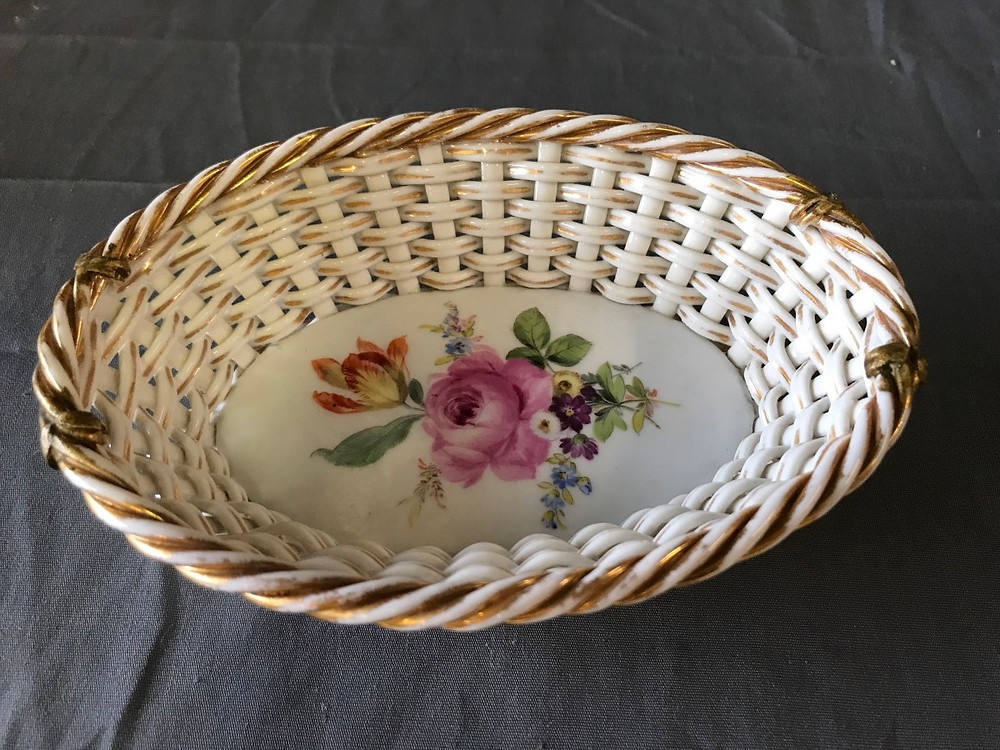 Gilded Porcelain Basket