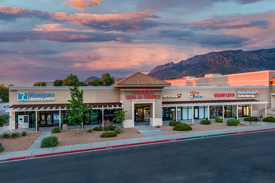 Evening photograph of High Desert Shopping Center in Albuquerque, NM