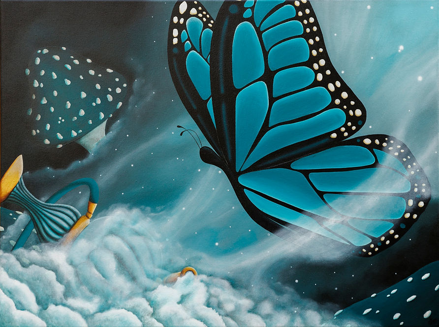 tableau - papillon - bleu - Absolem - Alice aux pays des merveilles - le Monde d Alex .jpg