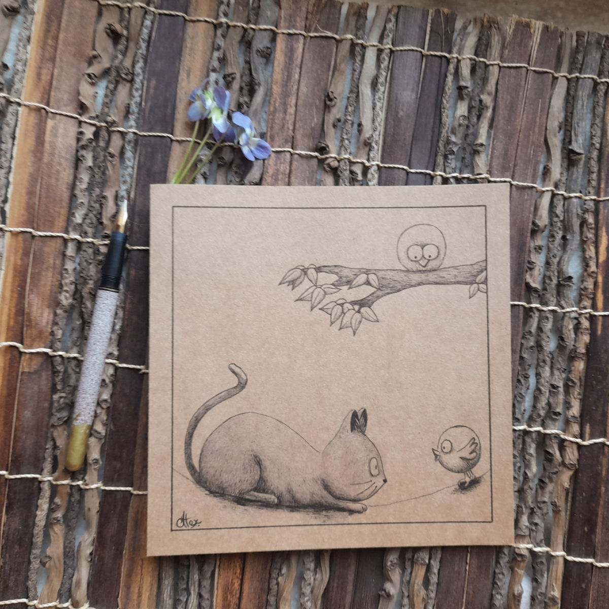 Carte Postale d'Art d'un chat