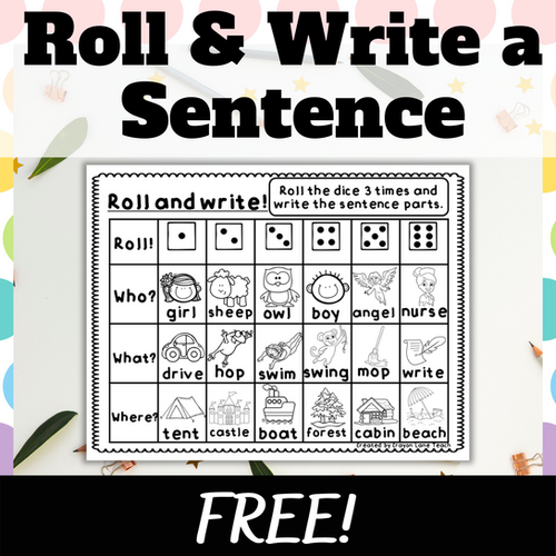 Sentence Building Roll and Write a Sentence Mat Crayon Lane Teach