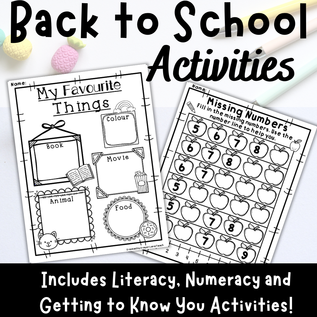 Back to School Activities Math Literacy Review Getting to Know You