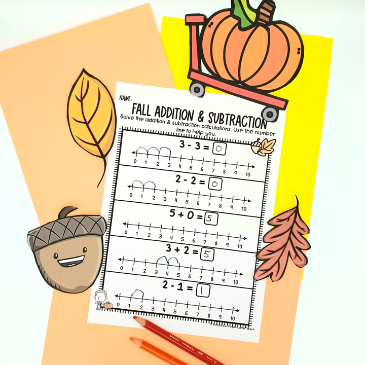 Thumbnail: Fall Addition Subtraction Worksheets Kindergarten